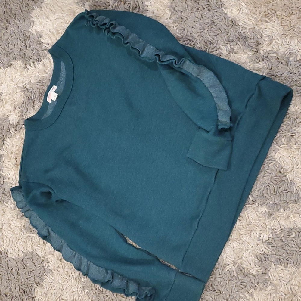 J. Crew Crewcuts Everyday Ruffle Sleeve Crewneck Pullover Sweatshirt Girls 12